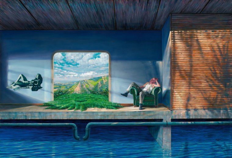 Novus Mundi , 2022 110 x 160 x 3 cm (h x w x d) Oil on Canvas / Öl auf Leinwand