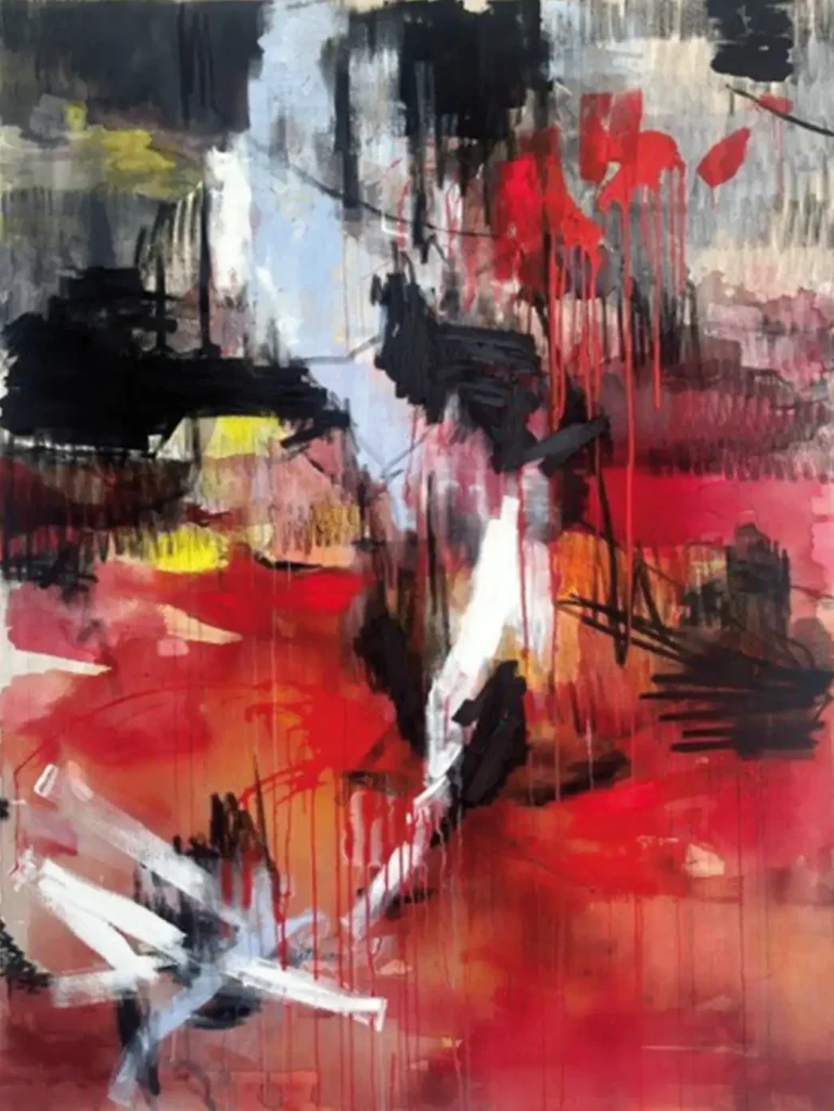 O.T. 200 x 150 cm, Acryl und Kohle auf Leinwand, 2025